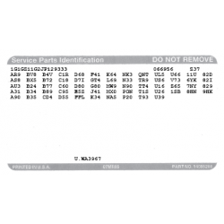 Reproduction GM Trunk RPO SPID Service Parts Identification Label